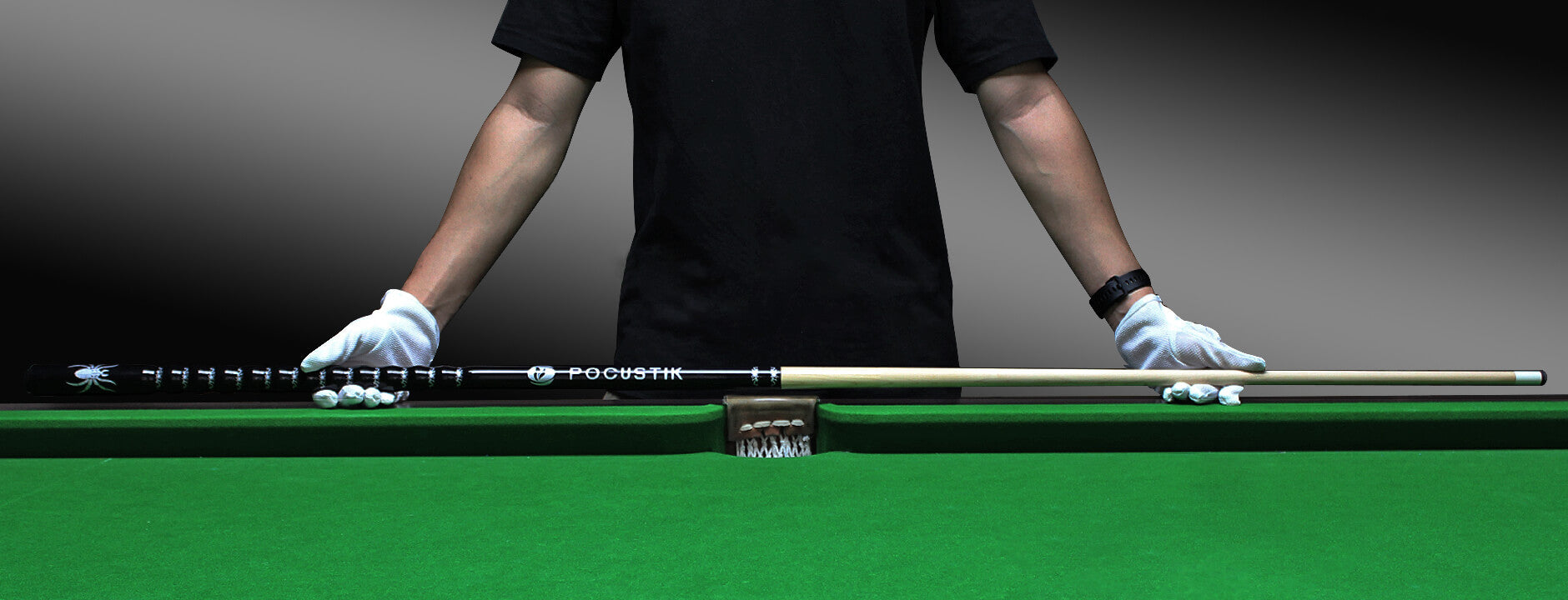 black pool cue stick with unique grip