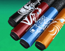 set of 4 billiards pool cue sticks with animal pattern design for house and bar