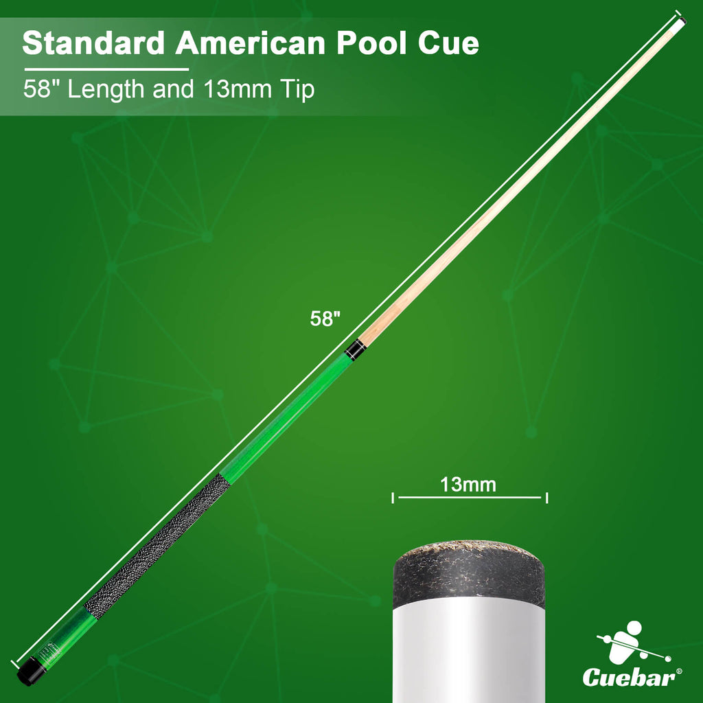 58 inch billiards table cue stick with 13mm tip