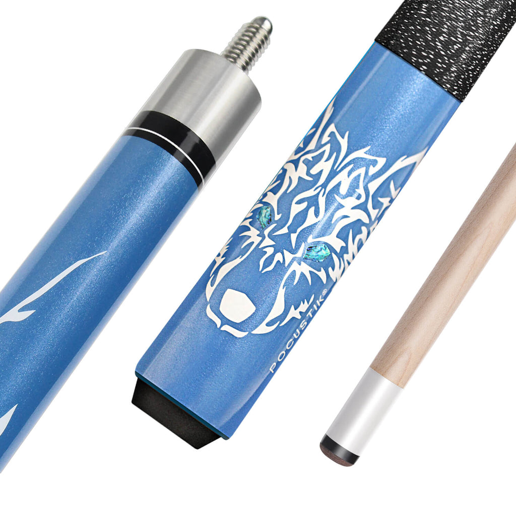 58" 2-Piece Pool Cue Sticks Set of 1, Irish Linen Wrap Billiard Cue Sticks, Canadian Maple Pool Table Stick House Bar for Men Women- Blue