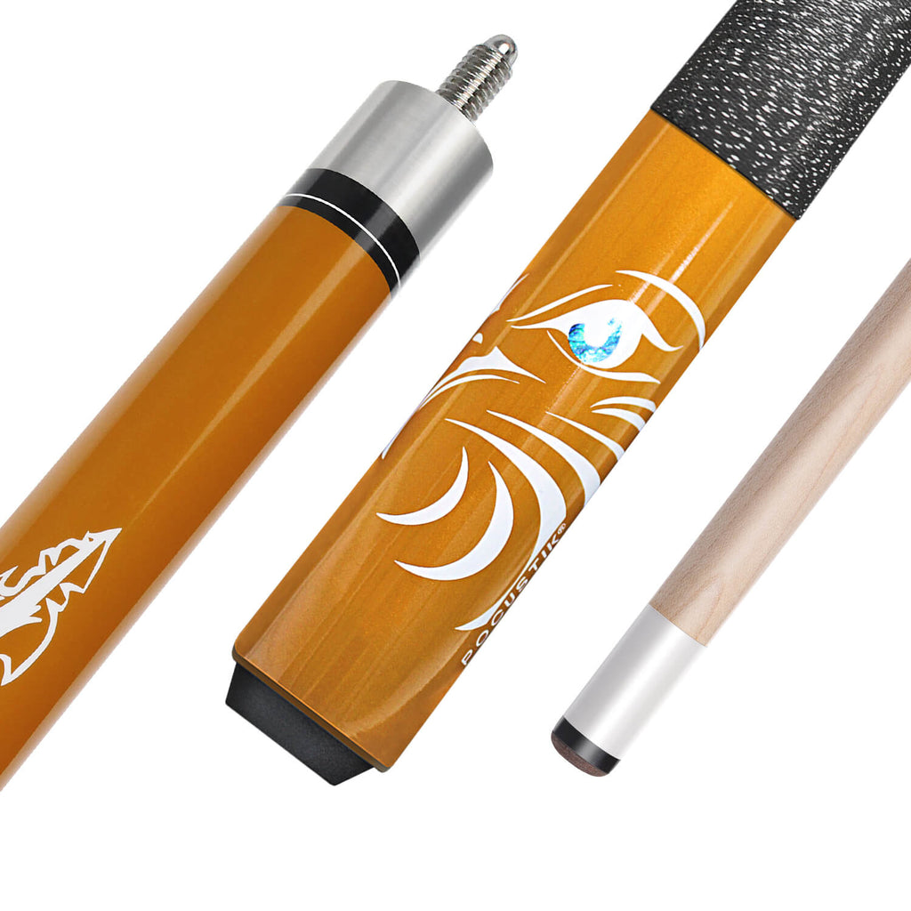 58" 2-Piece Pool Cue Sticks Set of 1, Irish Linen Wrap Billiard Cue Sticks, Canadian Maple Pool Table Stick House Bar for Men Women- Orange