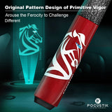 red pool cue with horse design
