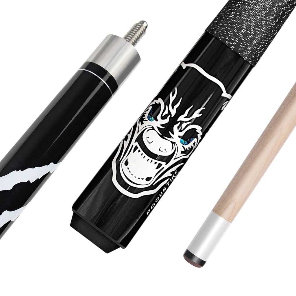 58" 2-Piece Pool Cue Sticks Set of 1, Irish Linen Wrap Billiard Cue Sticks, Canadian Maple Pool Table Stick House Bar for Men Women- Black