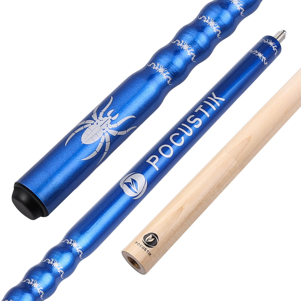 pool cue stick black blue red purple